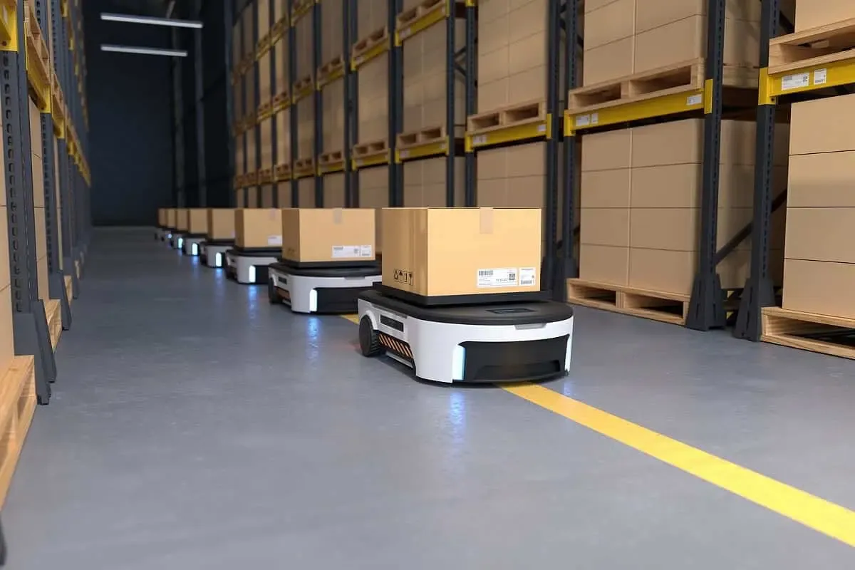 Robots carrying boxes